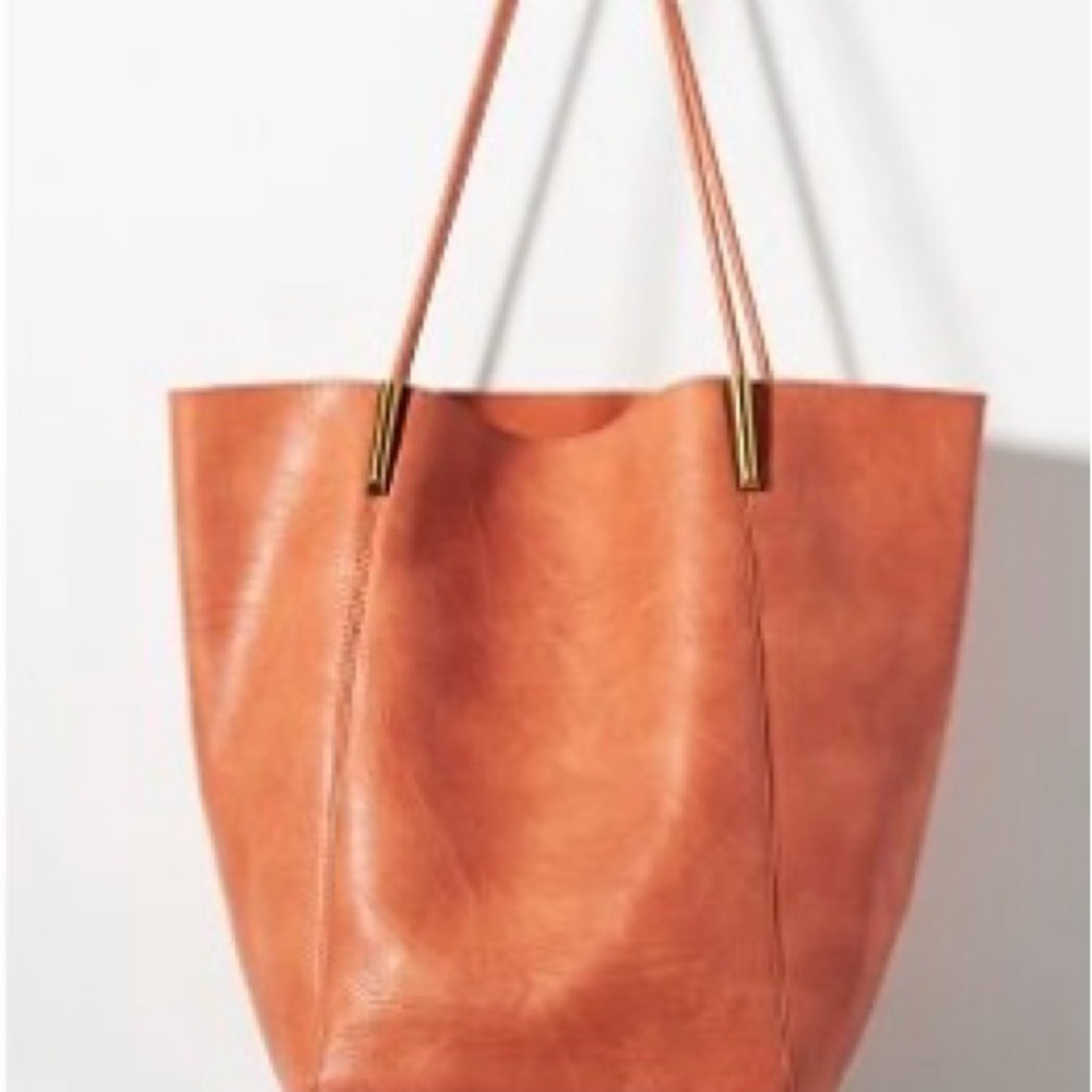Anthropologie Large Akimbo Leather Tote Bag